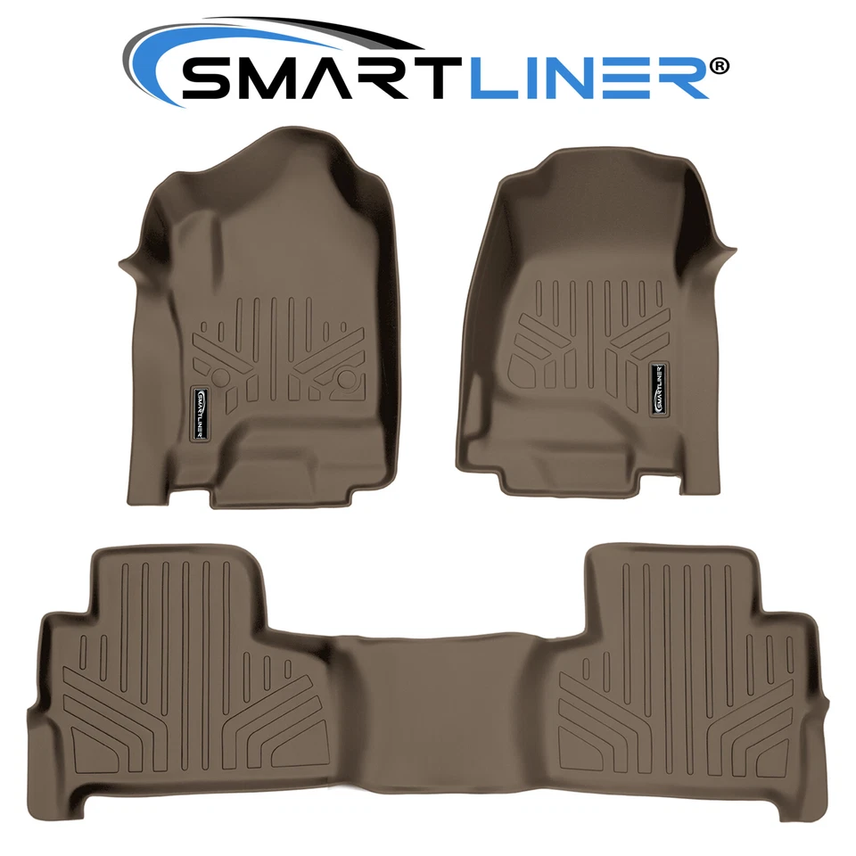 SMARTLINER Custom Fit Floor Mats 2 Rows Liner Set Tan 2015-2020 Tahoe GMC Yukon - Изображение 1 из 4