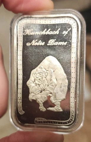 Rare Hollywood Horror Hunchback Of Notre Dame 1 Oz 999 Silver Art Bar Cover