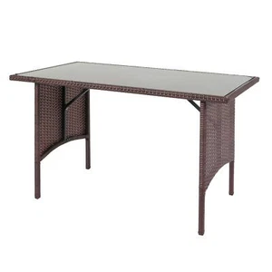 B-Ware Poly-Rattan Esstisch MCW-G16, Gartentisch, Gastronomie 112x60cm, braun - Bild 1 von 11