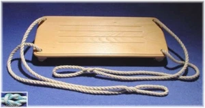 Holzschaukel Buche, Schaukel 48cmx20cm, mit 2 Seilschlaufen 70cm, Polyhanf 10mm - Bild 1 von 5