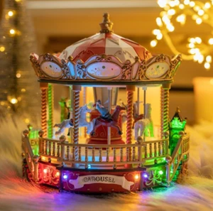 Weihnachten Musik Karussell Deko LED beleuchtet Farbwechsel Weihnachtsschmuck - Bild 1 von 24