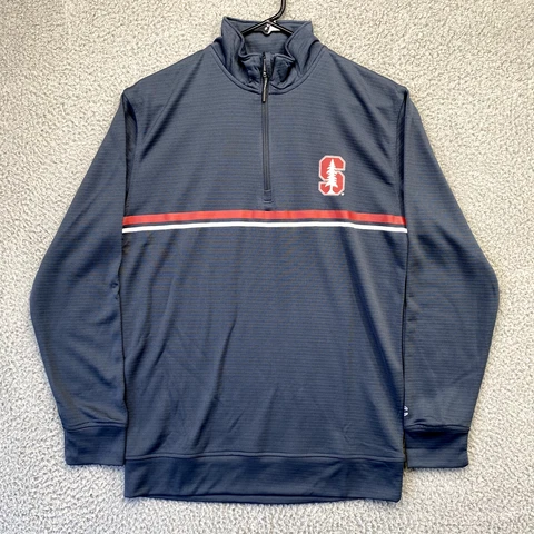 Champion Stanford Cardinal Pullover Jacket Mens XXL Gray 1/4 Zip Long Sleeve Cover