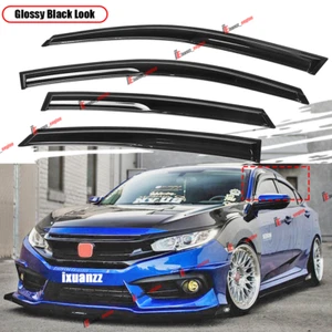 4PCS For 2016-2021 Honda Civic Sedan Black Trim Tinted Window Visor Rain Guard - Bild 1 von 11