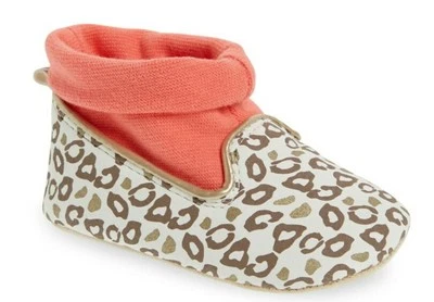 Rosie Pope Kids Footwear Playful Leopard Brown Crib Shoes 6-9 Month NEW - Image 1 of 2