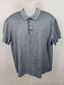 Ermenegildo Zegna Men Grey Blue Short Sleeve Polo Shirt Sz XXL 100% Cotton
