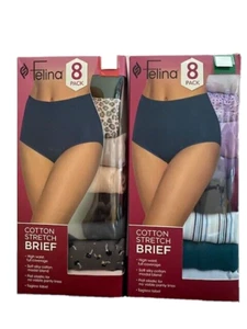 8er-Pack Felina Damen Unterwäsche Höschen Baumwolle Stretch Slips, Größe M oder XL - Bild 1 von 11