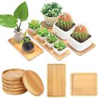 Square Shapes Bamboo Wood Saucer Plant Tray Pots Stand Durable Outdoor Accessory