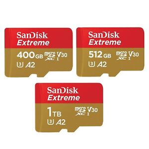 SanDisk 400GB 512GB 1TB Extreme microSDXC SDHC V30 A2 U3 C10 Memory Card SDSQXA2