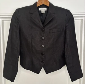 Women's Brooks Brothers Irish Linen Black Five Button Blazer Jacket Size 2 - Picture 1 of 5