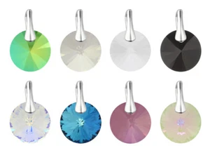 Sterling Silver Rivoli Round Pendant made with 6428 12mm Primero® Crystals - Picture 1 of 8