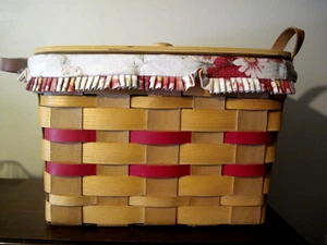 Peterboro Basket Co. Picknickkorb Ledergriffe Liner Einsatz 13"x10"x15" USA - Bild 1 von 9