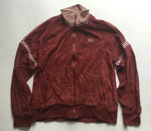 Adidas Women’s Terry Cotton Burgundy Maroon Full Zip Jacket Size 38 - Picture 1 of 8