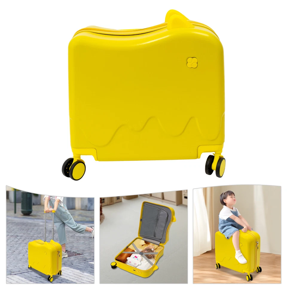 18" Children's Luggage Case Rolling Kids Ride-On Suitcase W/ Lock & Stickers - Image 1 of 4