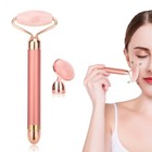 2 In 1 Natural Rose Quartz Electric Jade Roller Micro Vibrating Facial Massager