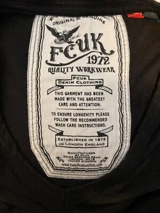 FCUK Denim Clothing M Black V-Neck Short Sleeve T-Shirt UK French Connection - Picture 1 of 3