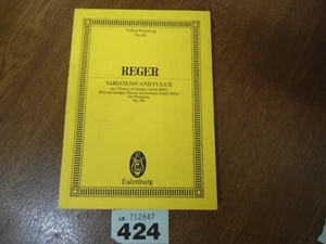 MAX REGER Variations & Fugue / J. Hiller Op.100 - Edition Eulenburg Study Score - Picture 1 of 22