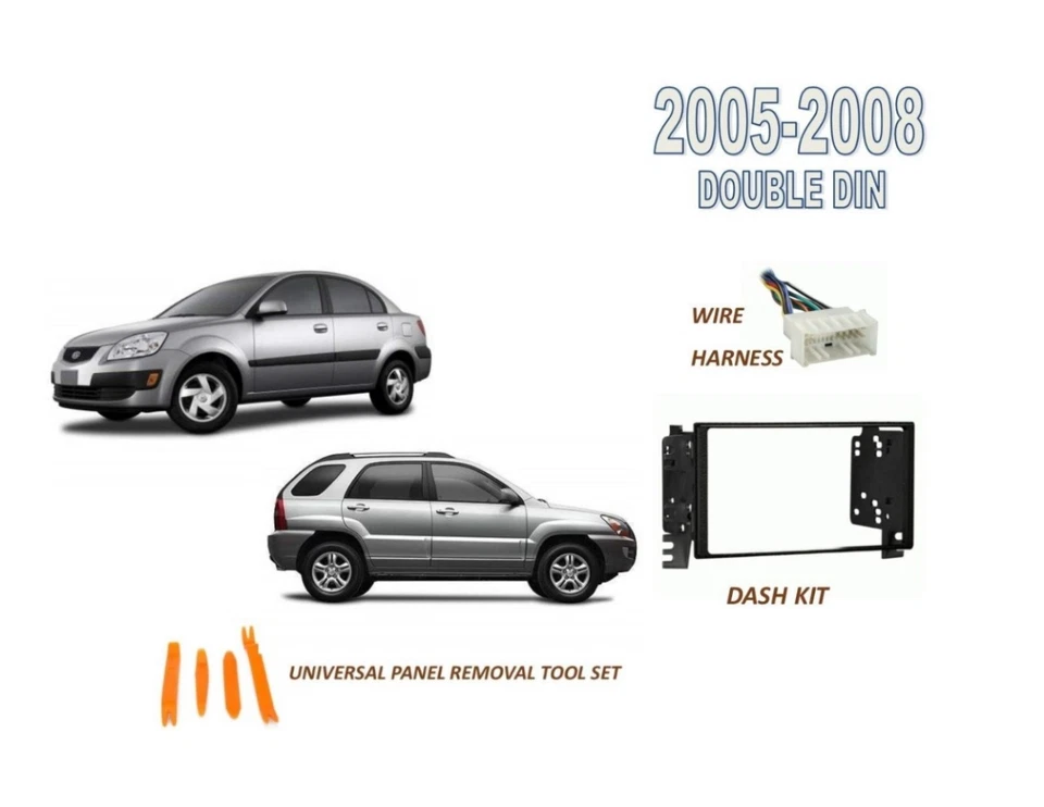 Kit de tablero doble DIN estéreo para automóvil Sportage 2005-2008 KIA RIO, RIO5, SPORTAGE, arnés Foto 1 de 1