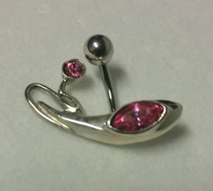 Sterling silver Jeweled Belly Ring  - Picture 1 of 2