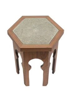 GUELIZ Wooden Side Table with Glass - by Moroccan Bazaar - Picture 1 of 2