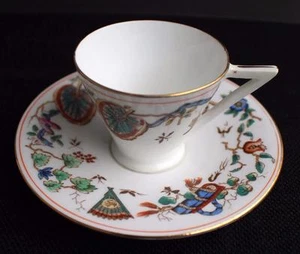 Antique 1876 English Diamond Registration Mark BLUE FLOWER Demitasse Cup Saucer - Picture 1 of 1
