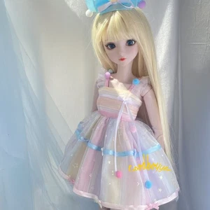 1/4 1/3 BJD Ropa Muñeca Conjunto Arco Iris Vestido Honda + Prendas para la Cabeza Dulce Princesa - Imagen 1 de 9