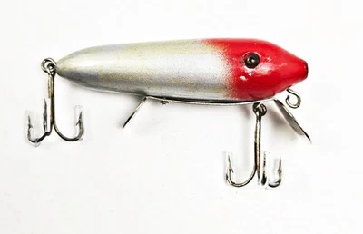 Raro Señuelo Fred Keeling Corto Musky Tom Pulgar Aluminio Cabeza Roja IL 1920s Foto 1 de 3