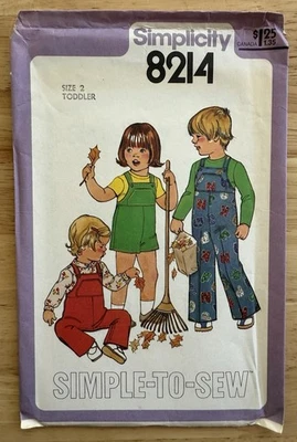 VTG Simplicity Simple-ToSew Pattern 8214 Toddlers Overalls In 2-Lengths Size 2 - Image 1 of 4