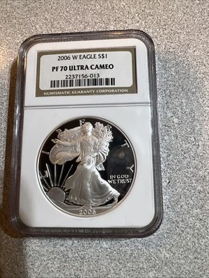 2006-W Proof $1 American Silver Eagle NGC PF70UC Brown Label - Image 1 of 2