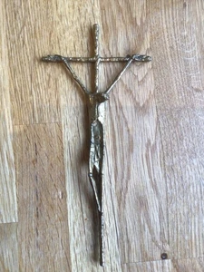 VTG Erwin Huber Brutalist Modern Artist Brass Crucifix Brass Bronze 1983 Austia - Picture 1 of 12