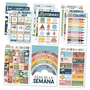 12 Boho Spanish Posters For Classroom Decorations - Spanish Educational - Picture 1 of 7