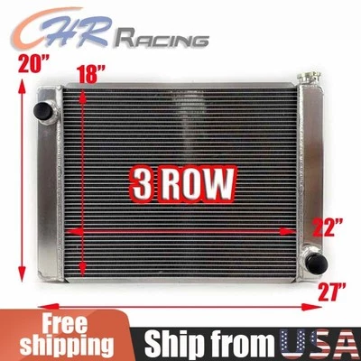 3 Row Aluminum Radiator Universal Crossflow for Chevy Config MT 27"×19" Size - Image 1 of 4