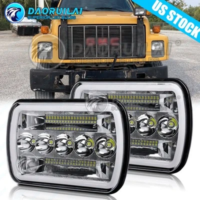 Par de faros LED de 7x6" pulgadas haz alto/bajo DOT aptos para GMC Safari C6500 C7500 Topkick Foto 1 de 4