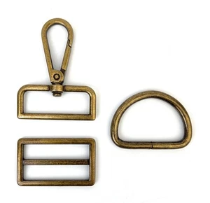 15 piezas 1-1/2 pulgadas monedero herrajes bronce resistente ganchos a presión giratorios anillos en D - Imagen 1 de 5