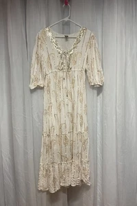 Me 2 Magic Fairy Maxi Dress Boho Embroidered Sequins Lagom Indie Cottagecore Med - Picture 1 of 11