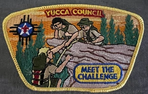 BSA CSP Yucca Council - NM TX -Meet The Challenge- Yellow Bdr - Expo - 450 Made - Picture 1 of 1