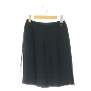 【Skirt】CHANEL Coco Mark Chiffon Panel Skirt Pleated Knee Length Flared Silk 38 - Picture 1 of 6