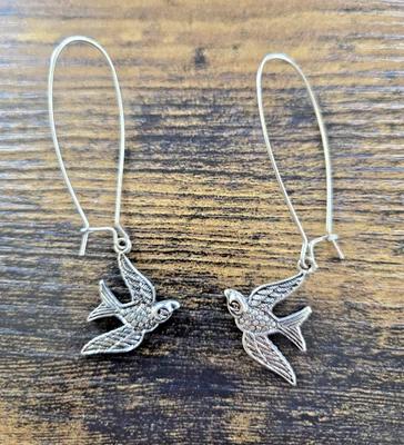 Swallow Bird Dangle Earrings Nature Jewelry Gift for Her - Image 1 of 2