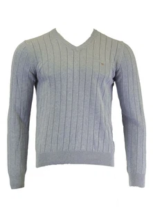 Gant Men's E. Cotton Rib V-Neck, Medium, Sea Blue Melange - Picture 1 of 2