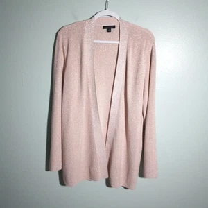 Cárdigan Suéter Ann Taylor Talla XL Rosa Claro Plateado Tejido Metálico Preppy Fiesta - Imagen 1 de 7