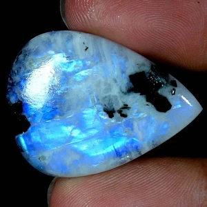 Piedra lunar arco iris 100 % natural turmalina negra pera piedra preciosa 43,70 quilates 24x33x07 mm - Imagen 1 de 3