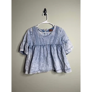 Pol Denim Crop Blouse Medium - Picture 1 of 4