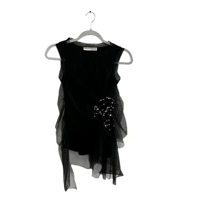 Camiseta sin mangas Valentino Couture adornada de tul y lentejuelas negra talla 2 Foto 1 de 4