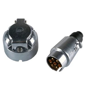 7-polig Stecker u. Steckdose Satz für Anhänger PKW KFZ Trailer Metall 12V Set - Bild 1 von 2
