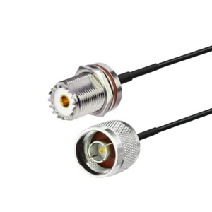 N Male to UHF SO-239 Female bulkhead pigtail cable RG174 20cm for Ham Radio CCTV - Picture 1 of 4