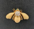 Joan Rivers Bee Insect Wasp Gold Rhinestone Lucite Brooch