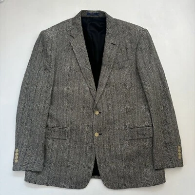 Polo Ralph Lauren Tweed Blazer Sports Coat Linen Wool Blend 44R Herringbone Suit - Image 1 of 4