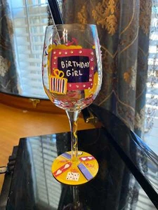 Lolita colorful birthday girl hand painted wine glass - Picture 1 of 5