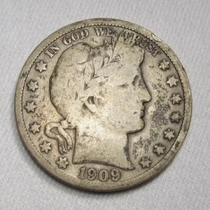 1909-P Silver Barber Half Dollar Coin AH679 - Picture 1 of 3