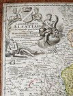 Alt,- Hand-, Flächen- u. Grenzkol. Kupferstichkarte von Elsass u. Baden, Homann
