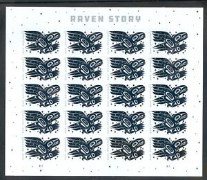 US 5620 Raven Story, Sheet/20, Self Adhesive, Mint NH, reactive under UV Light